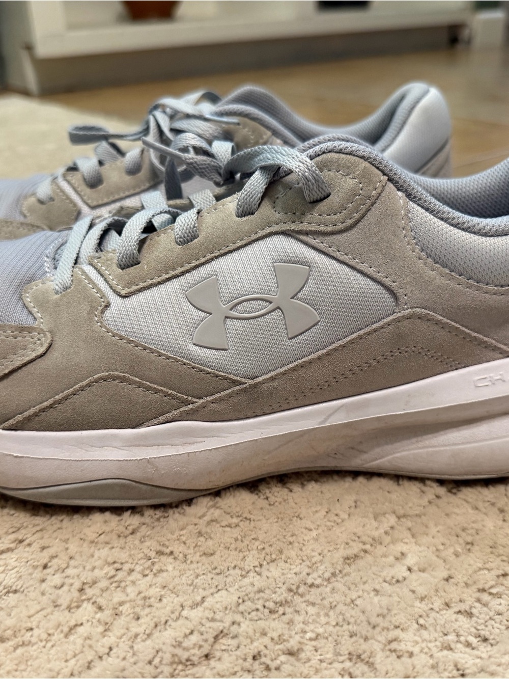 Under Armour Light Gray Suede & Mesh Trainers